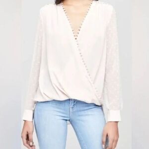 L’Agence Perry Swiss Dot Blouse Ivory Size Small